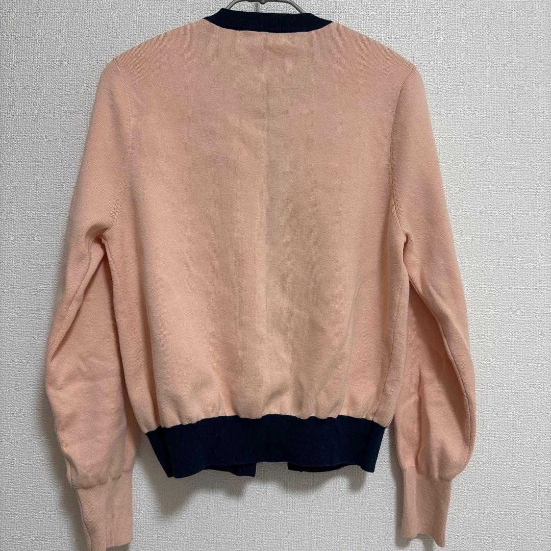 ゆ CABaN コットンカシミヤバイカラークルーネックカーディガン ピンク