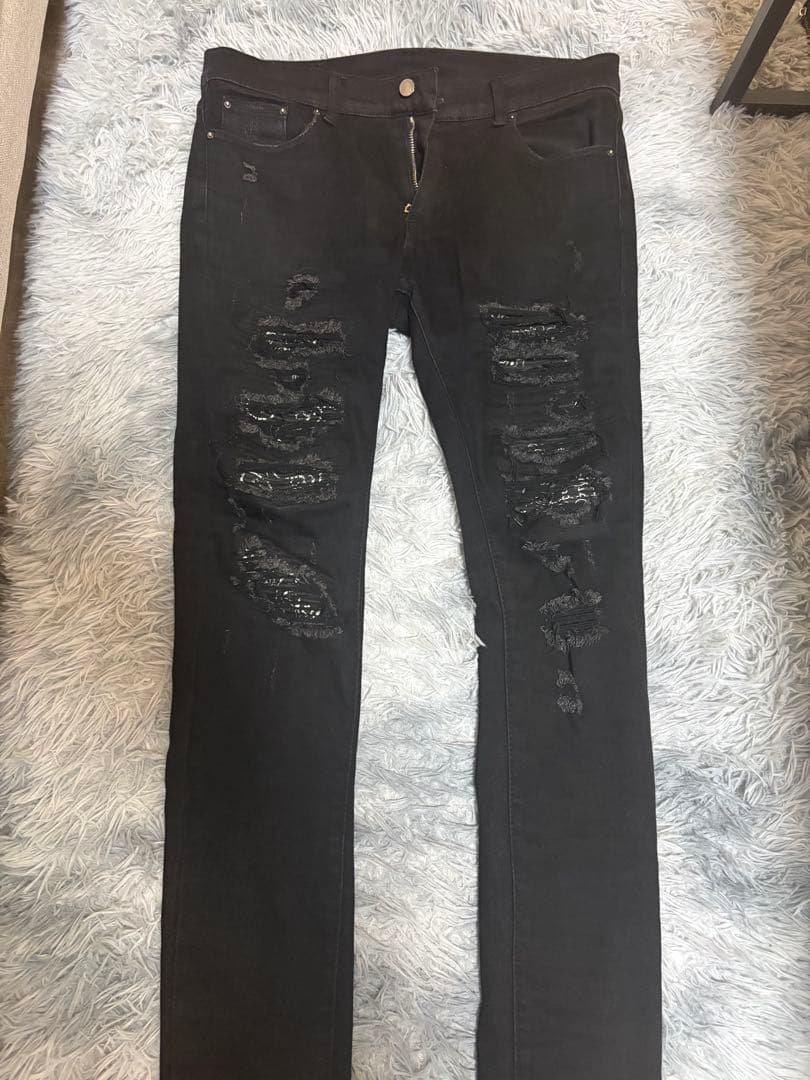 ï*読様 【極美品】mnmlミニマル　ダメージ加工スキニーデニムジーンズ