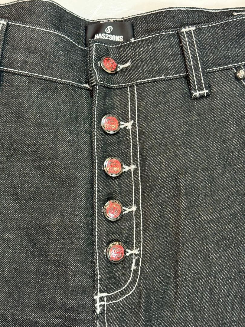 HAS2SONS ダークデニム ワイドレッグパンツ