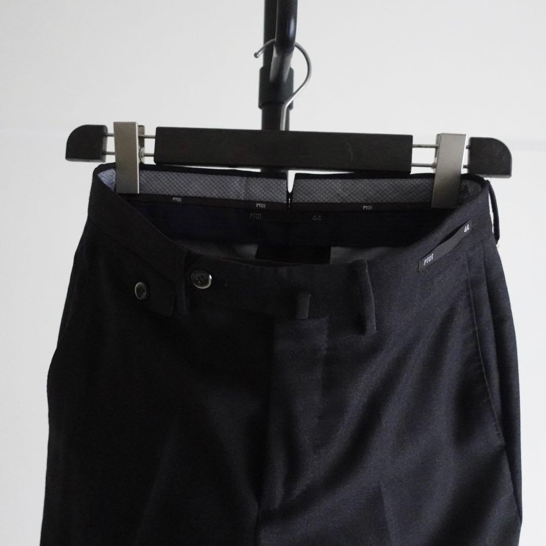 PT01 ウールギャバジン Gentleman Fit スラックス　チャコール