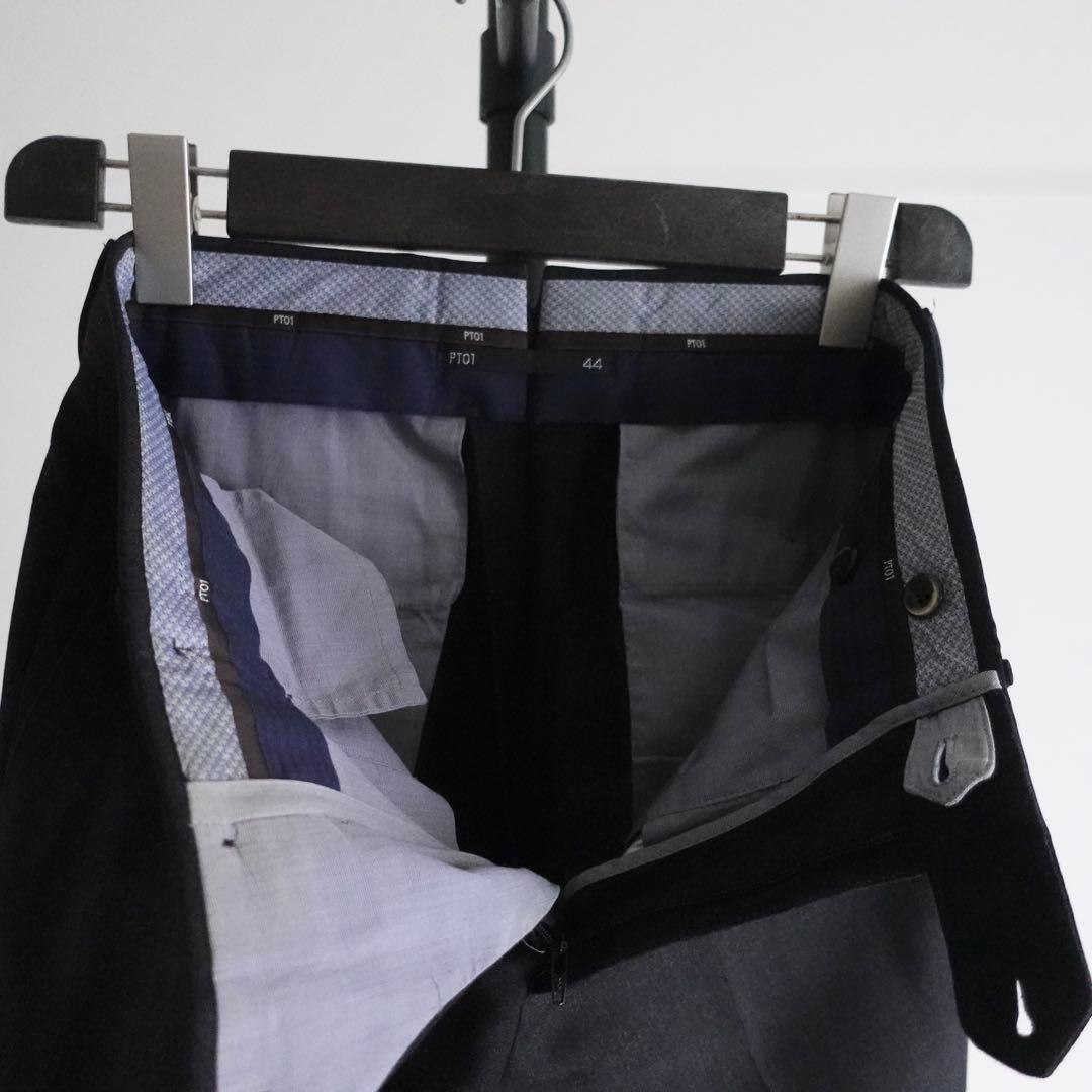 PT01 ウールギャバジン Gentleman Fit スラックス　チャコール