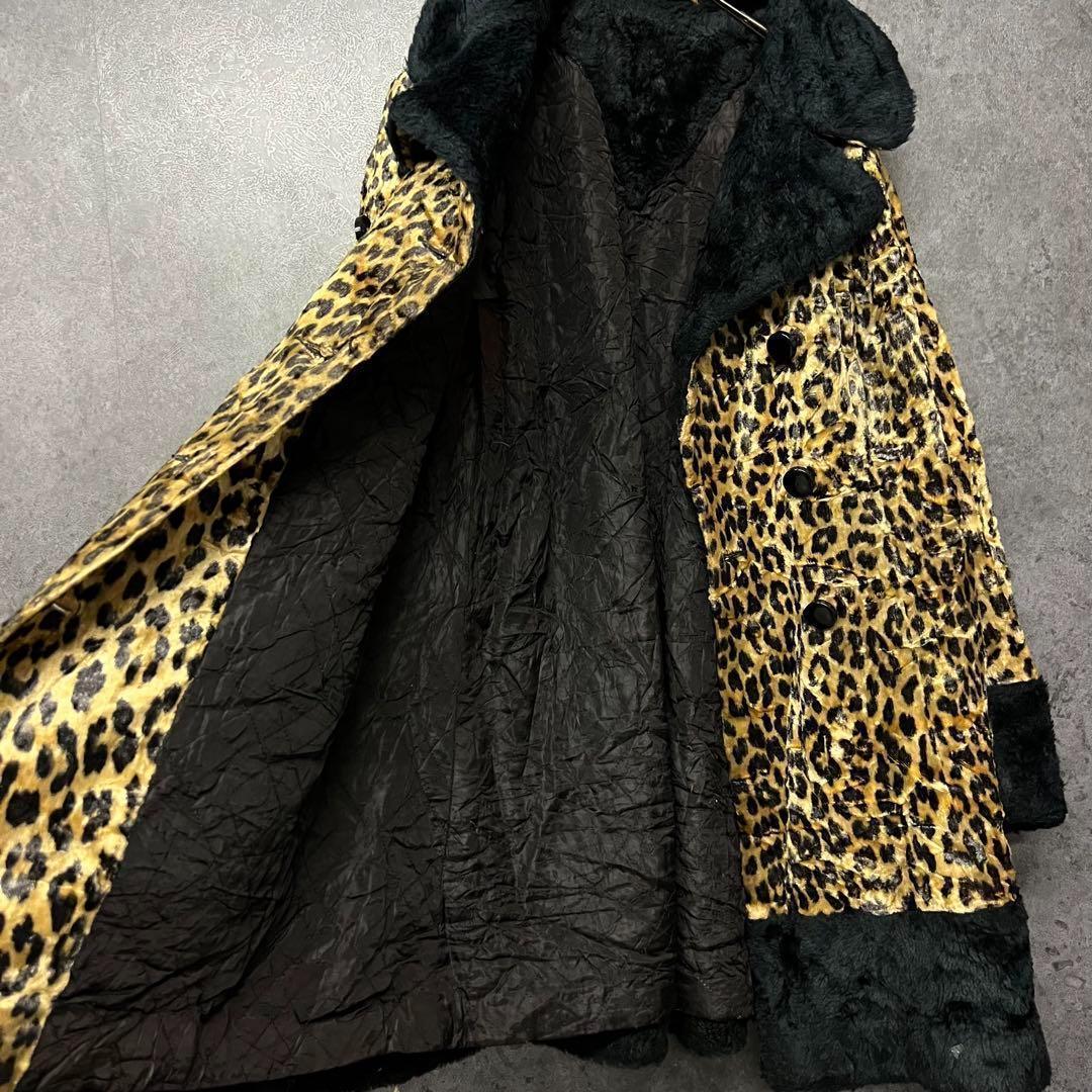 ☆US古着☆【Aライン レトロ ファーコート】レオパード柄 レディースL程