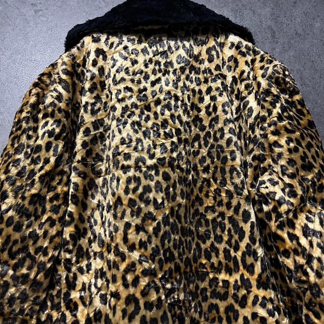 ☆US古着☆【Aライン レトロ ファーコート】レオパード柄 レディースL程