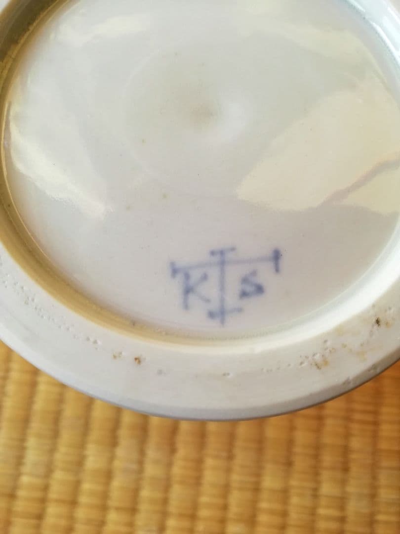 志村和晃　染付　面取壺　花瓶　ツールスタンド