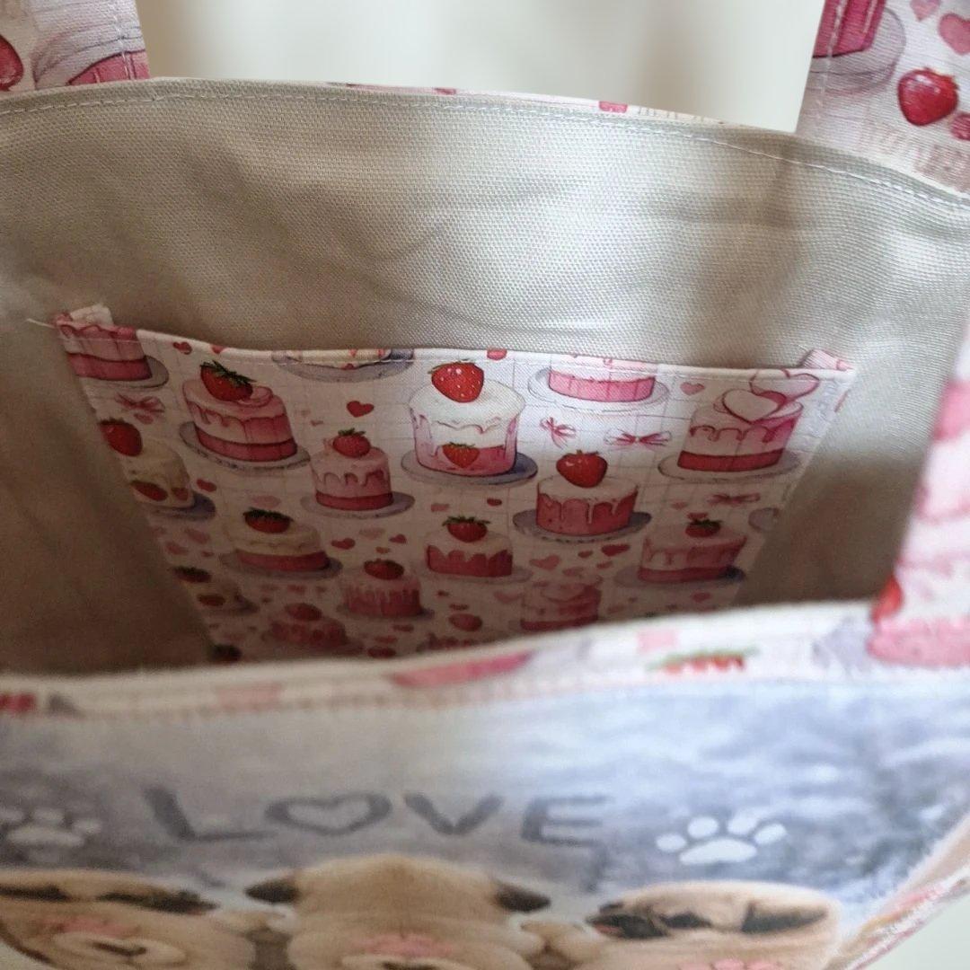 激レアねこパネル生地　ハンドメイド　ミニバック　布バスケット