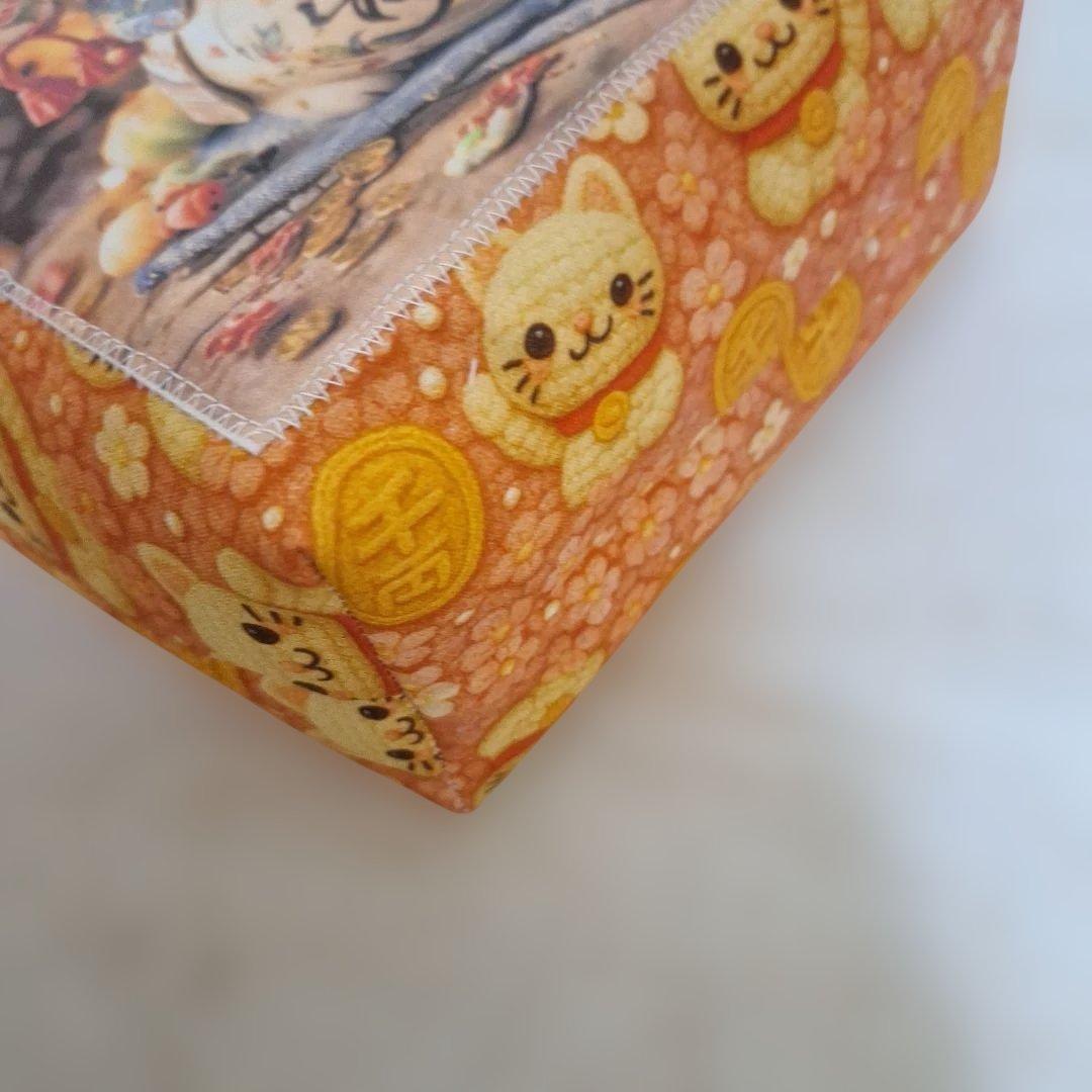 激レアねこパネル生地　ハンドメイド　ミニバック　布バスケット