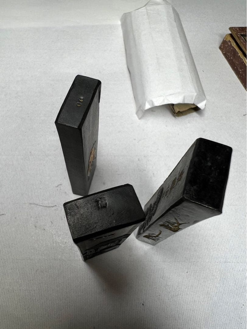 老舗上級者書画極上油煙古墨15gx3 銘墨3点状態良超得で！