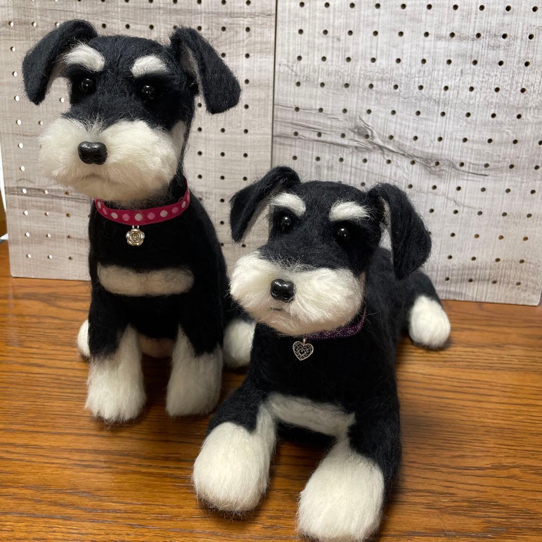 羊毛フェルト　ミニチュアシュナウザー　Mサイズ　3体