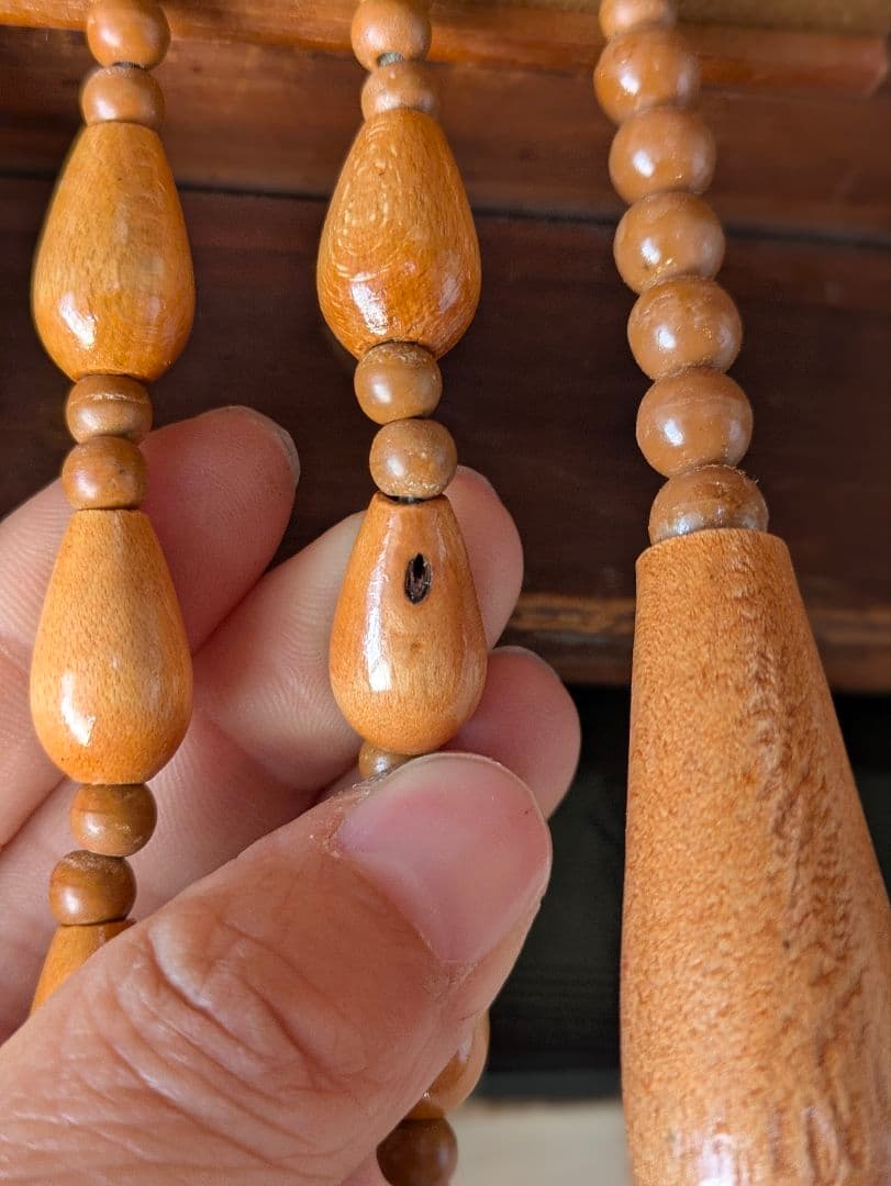 木製 珠のれん　すだれ ロング　レトロ　アンティーク　暖簾　昭和　珠暖簾