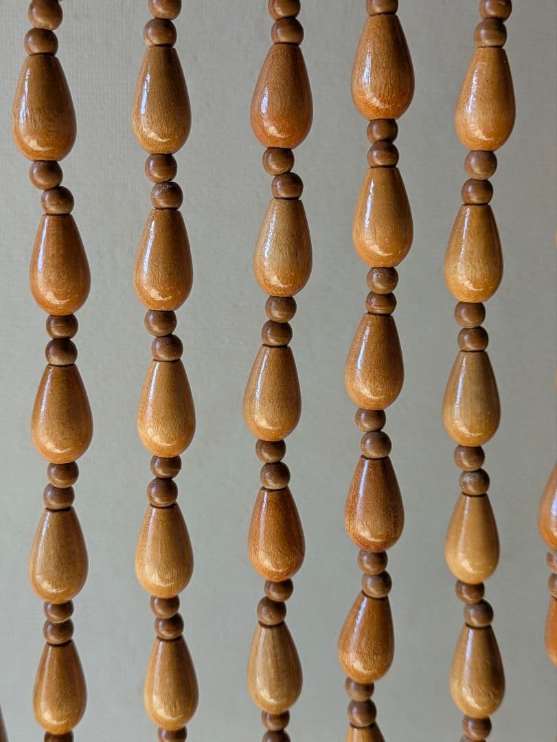 木製 珠のれん　すだれ ロング　レトロ　アンティーク　暖簾　昭和　珠暖簾