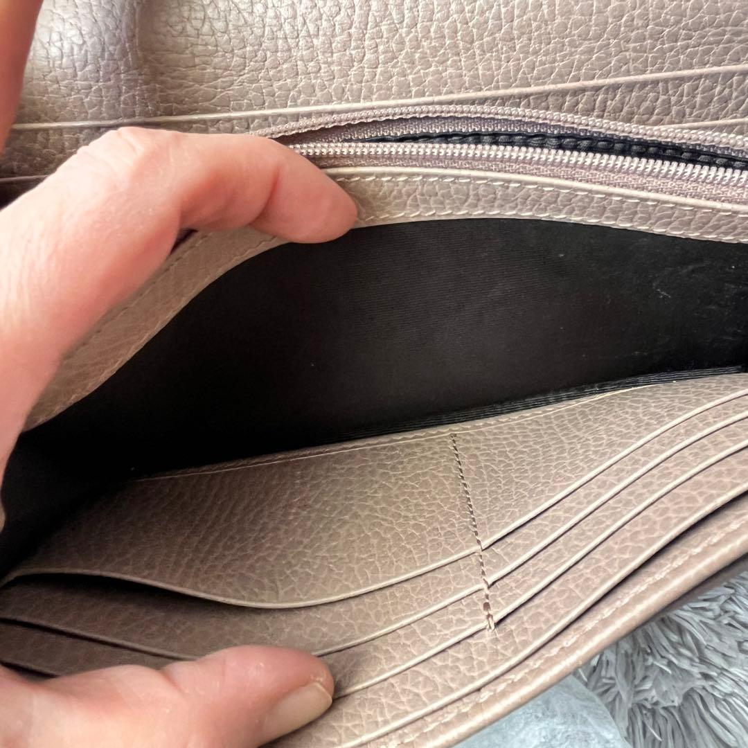 美品✨GUCCI マーモント　長財布　シボレザー　ピンクベージュ　レディース