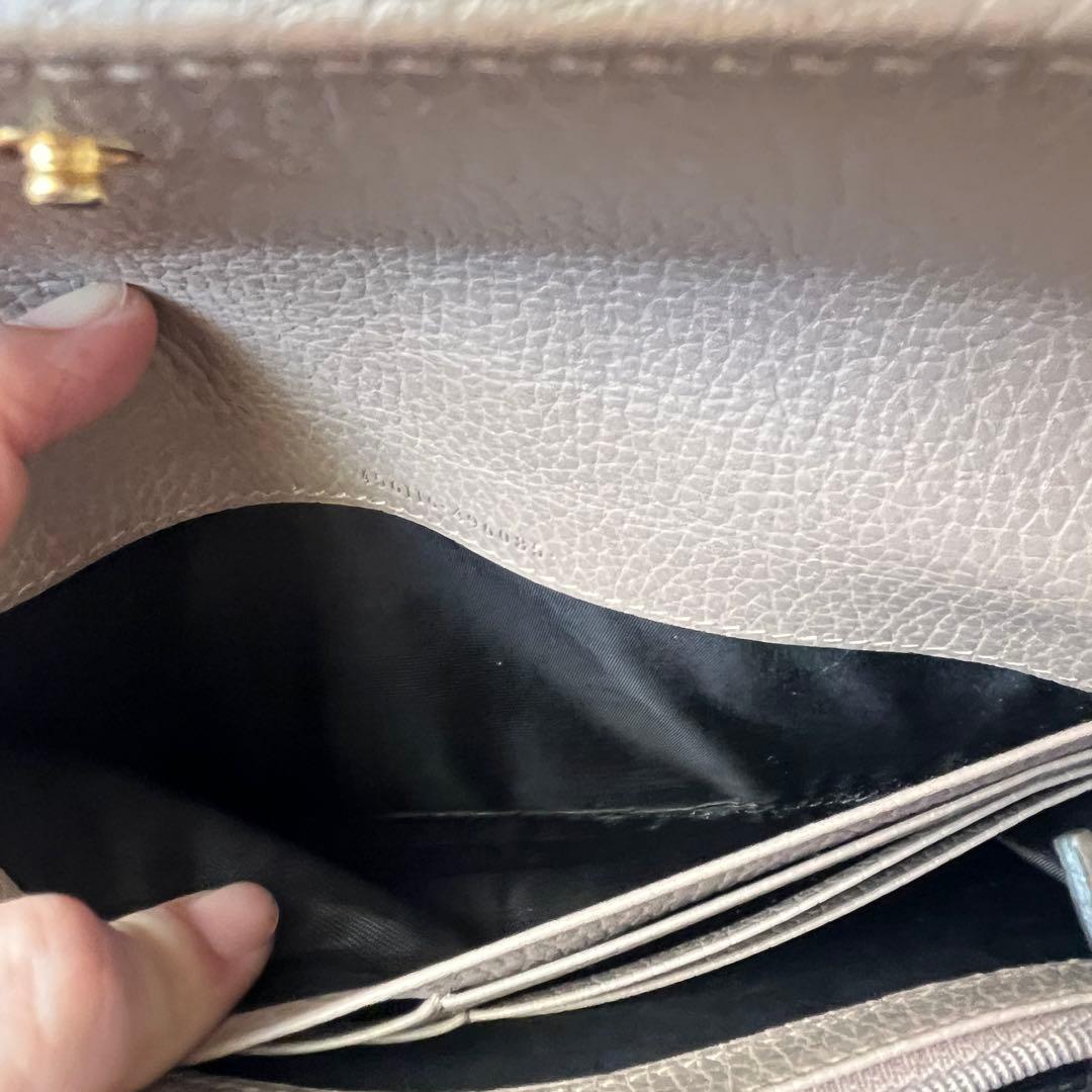 美品✨GUCCI マーモント　長財布　シボレザー　ピンクベージュ　レディース