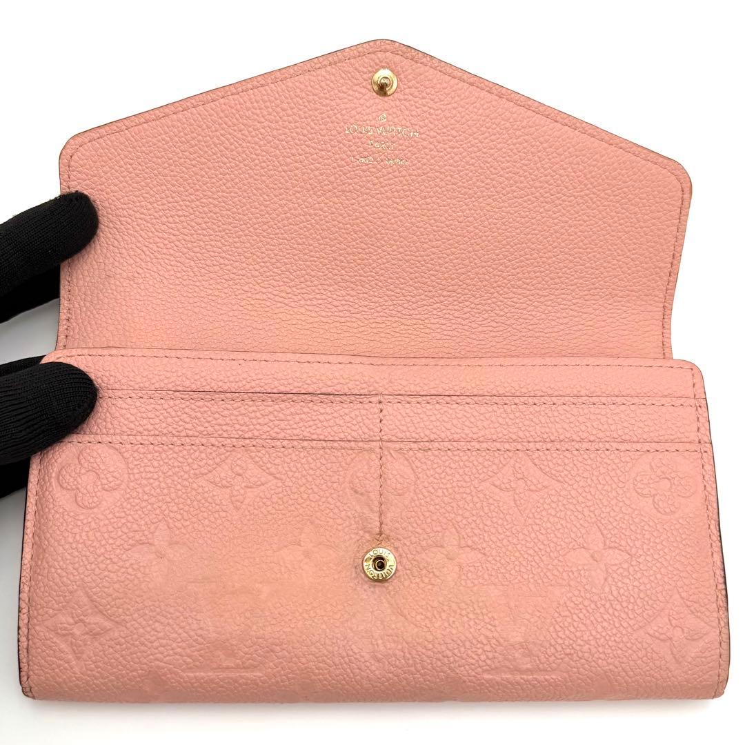 ルイヴィトン アンプラント サラ 長財布 レザー ローズ ピンク M64082