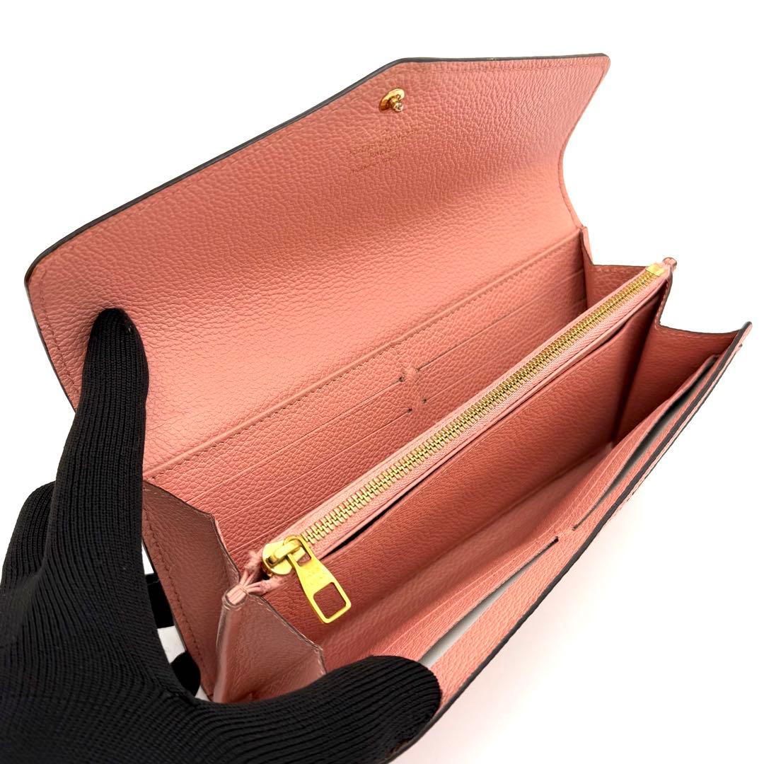 ルイヴィトン アンプラント サラ 長財布 レザー ローズ ピンク M64082