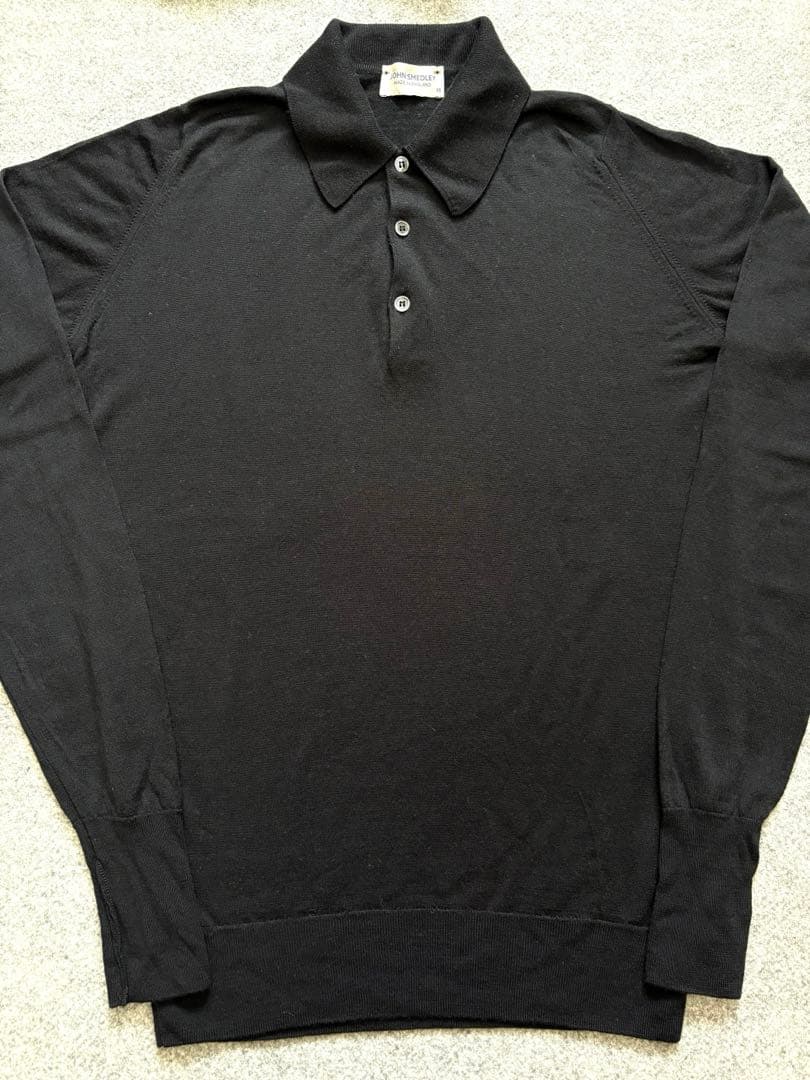 JOHN SMEDLEY ジョンスメドレー ウールニット ポロシャツ BLACK