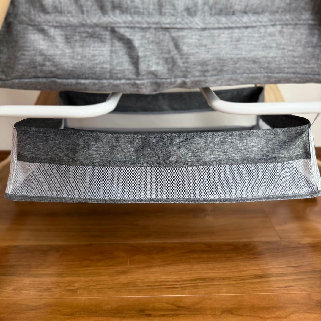 折りたたみ式ベビーベッド 収納かご付き グレー コンパクト