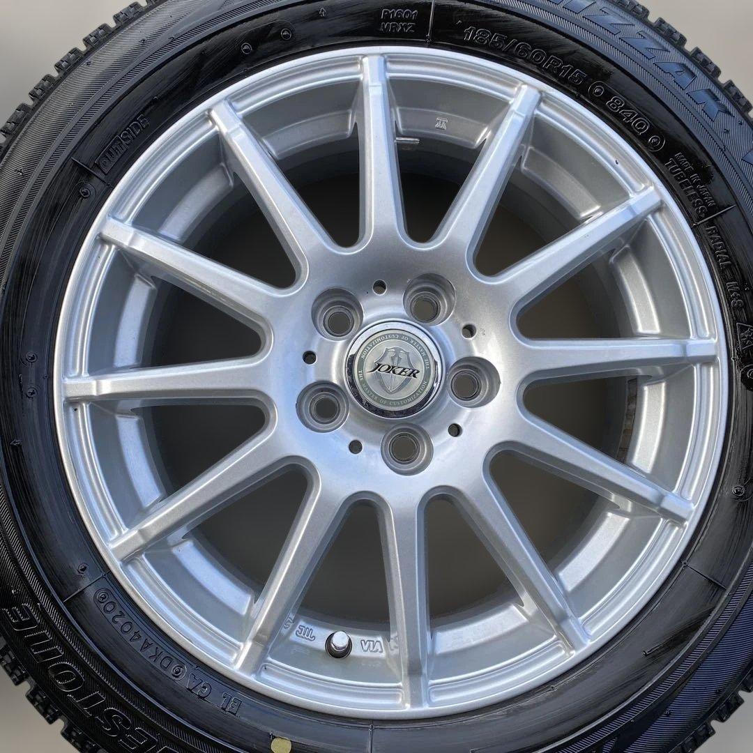 中古溝ありブリヂストンスタッドレスセット185/60R15旧型シエンタ　送料無料
