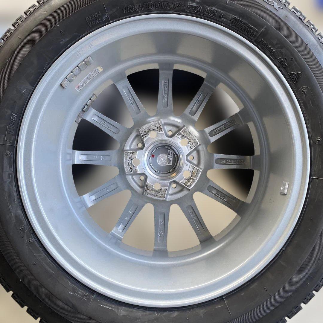 中古溝ありブリヂストンスタッドレスセット185/60R15旧型シエンタ　送料無料
