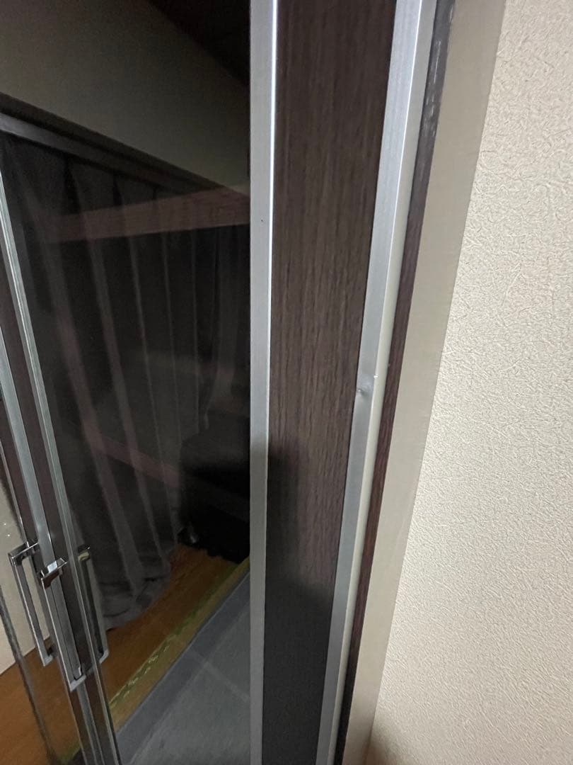 【(購入前コメ必須プロフ必読)】ガラス扉本棚 ダークブラウン 可動棚付き