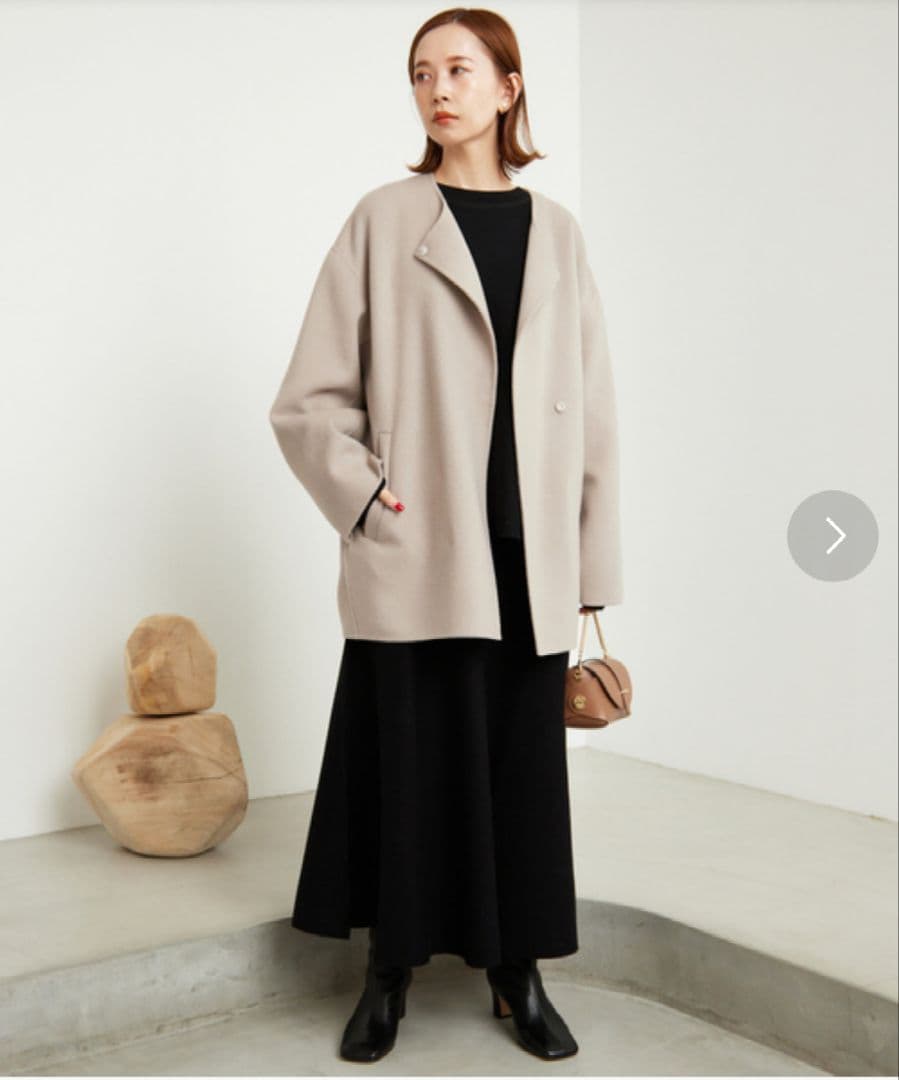 SLOBE IENA HAMILTONダブルフェイスウールノーカラーコート