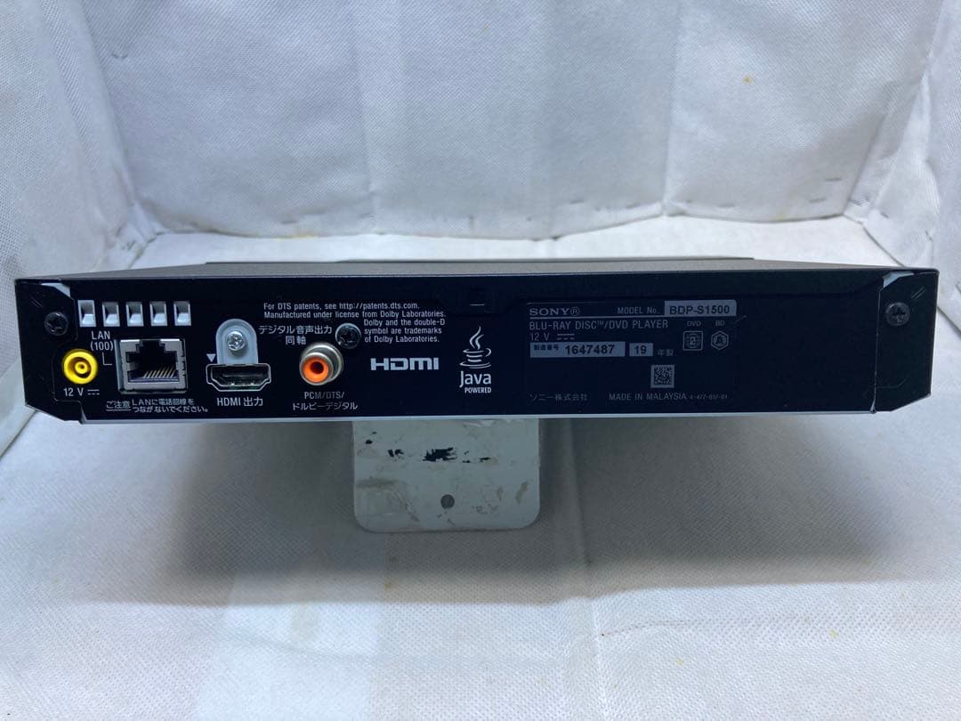 SONY ブルーレイプレーヤー BDP-S1500　2019年製　動作品