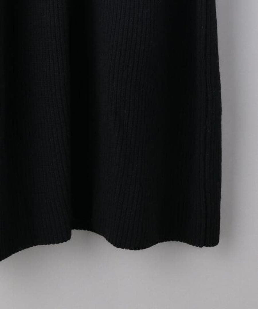 UNITED ARROWS 片畦編みティアードニットワンピース ウール100%黒
