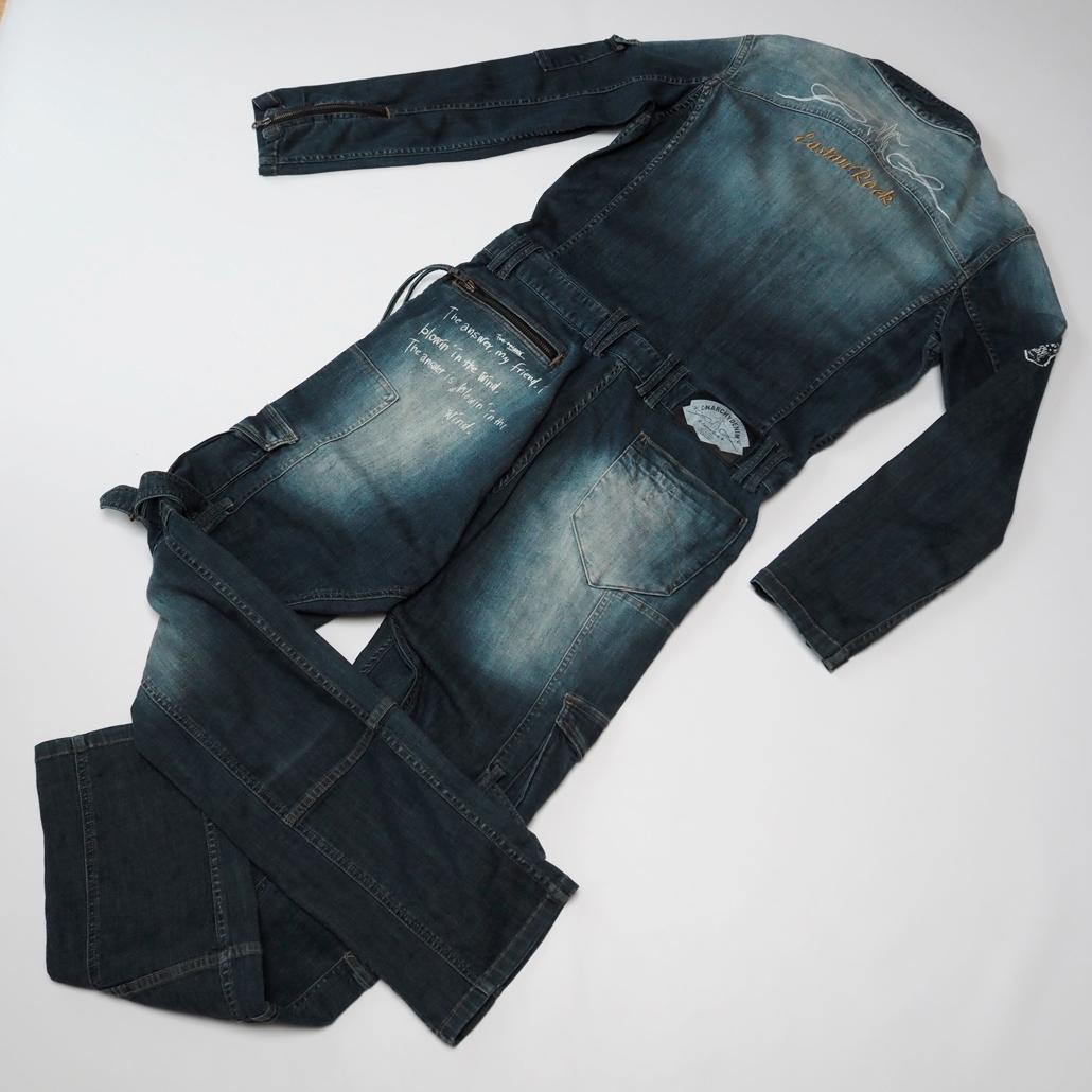 PPFM ARCHIVE Y2K スカル刺繍ボンテージデニムつなぎ 00s L