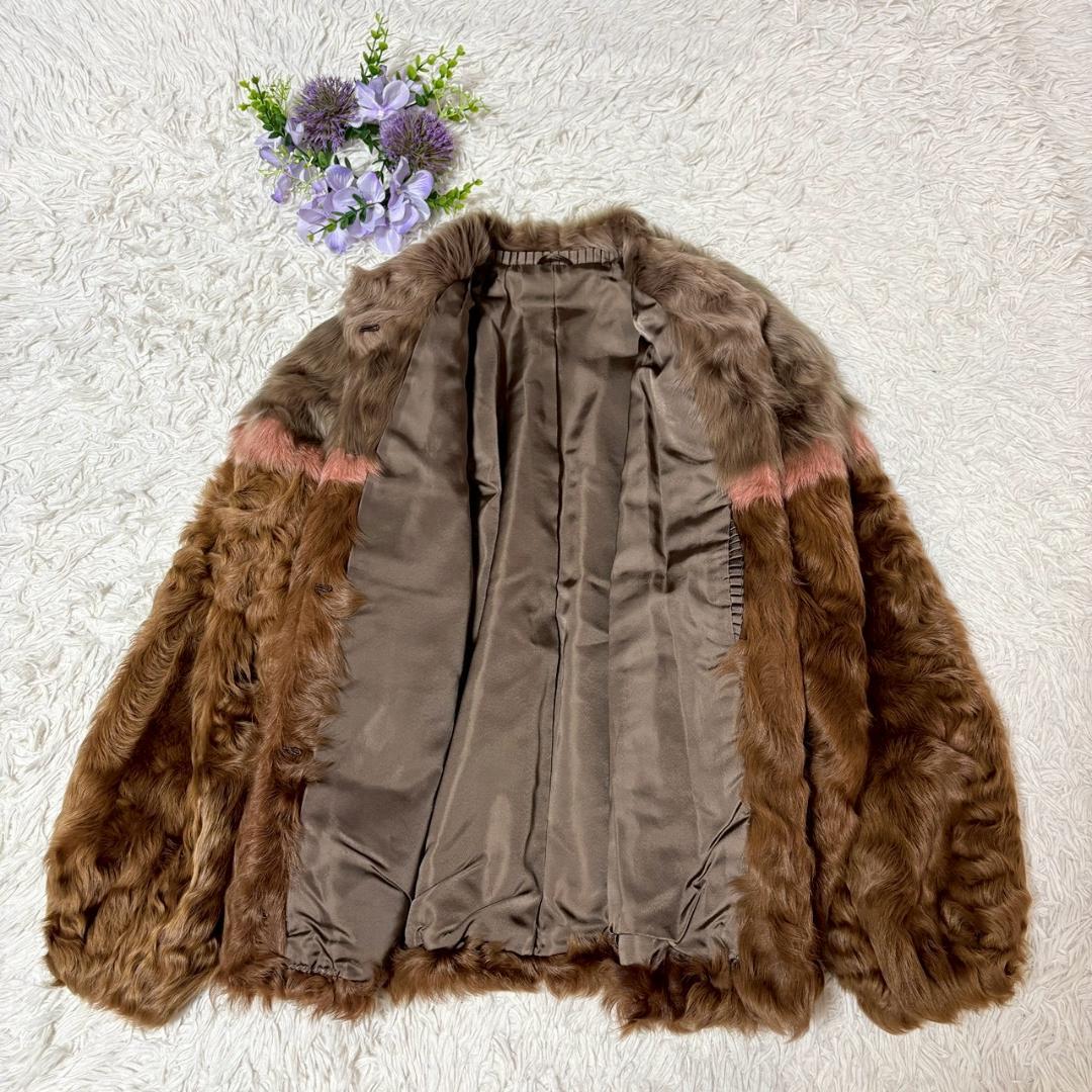 ラム　羊　リアルファー　トリカラー　マルチカラー　ラムファー（羊毛皮）コート