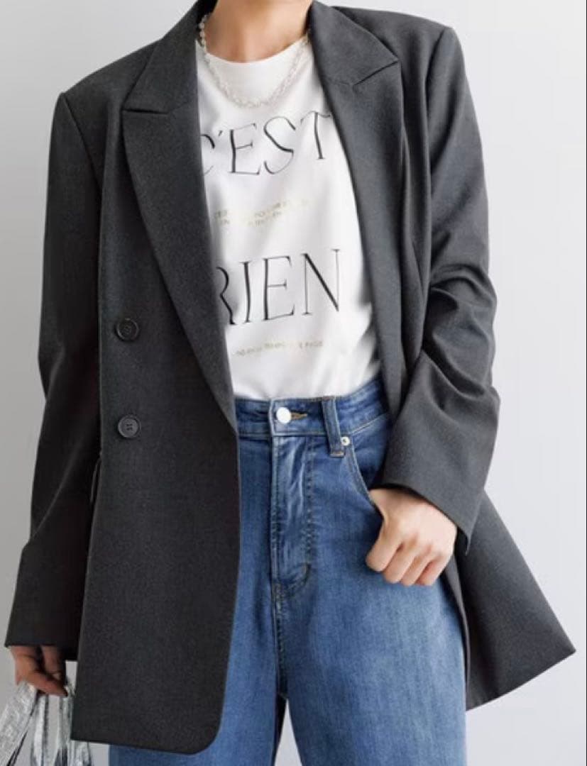 新品UNFILO ダブルブレストジャケット Lサイズ　グレー