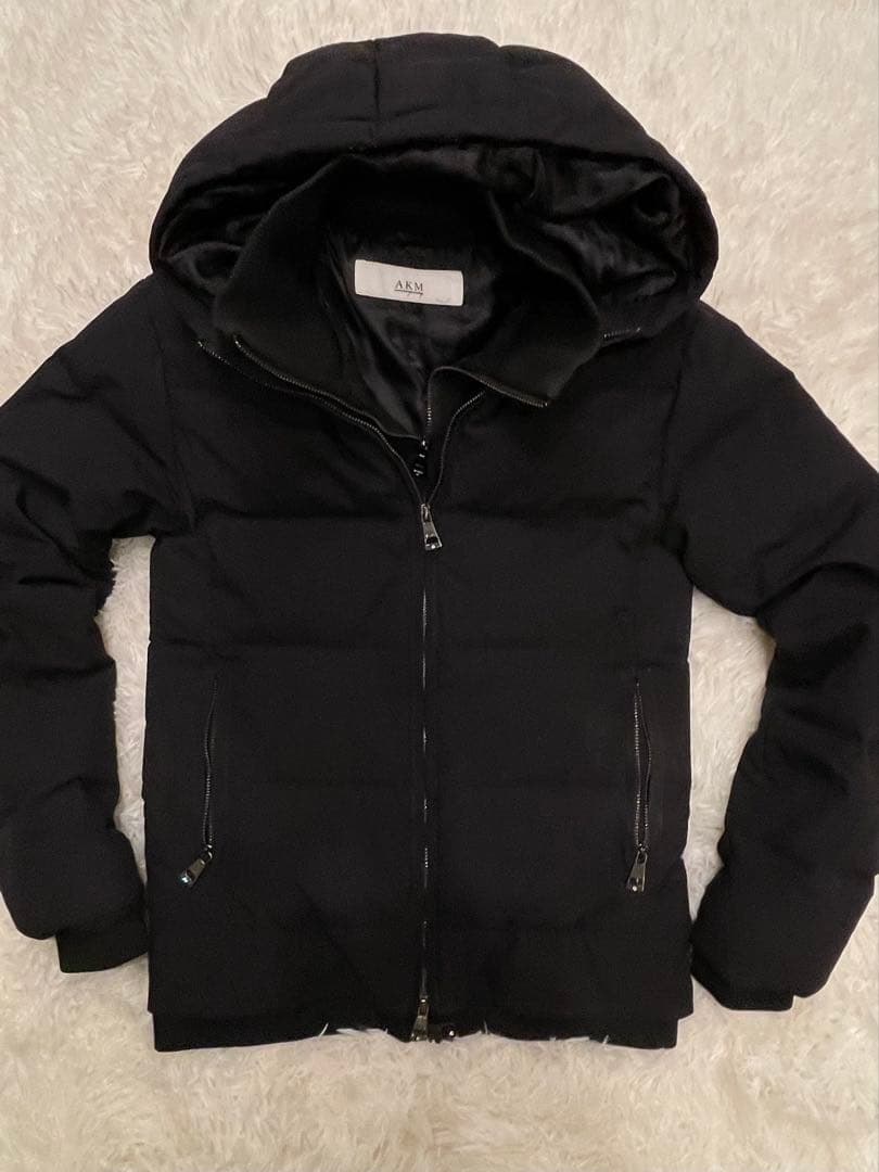 【極美品】AKM 最高級レイヤード ダウンジャケット 黒 二重Wジップ仕様