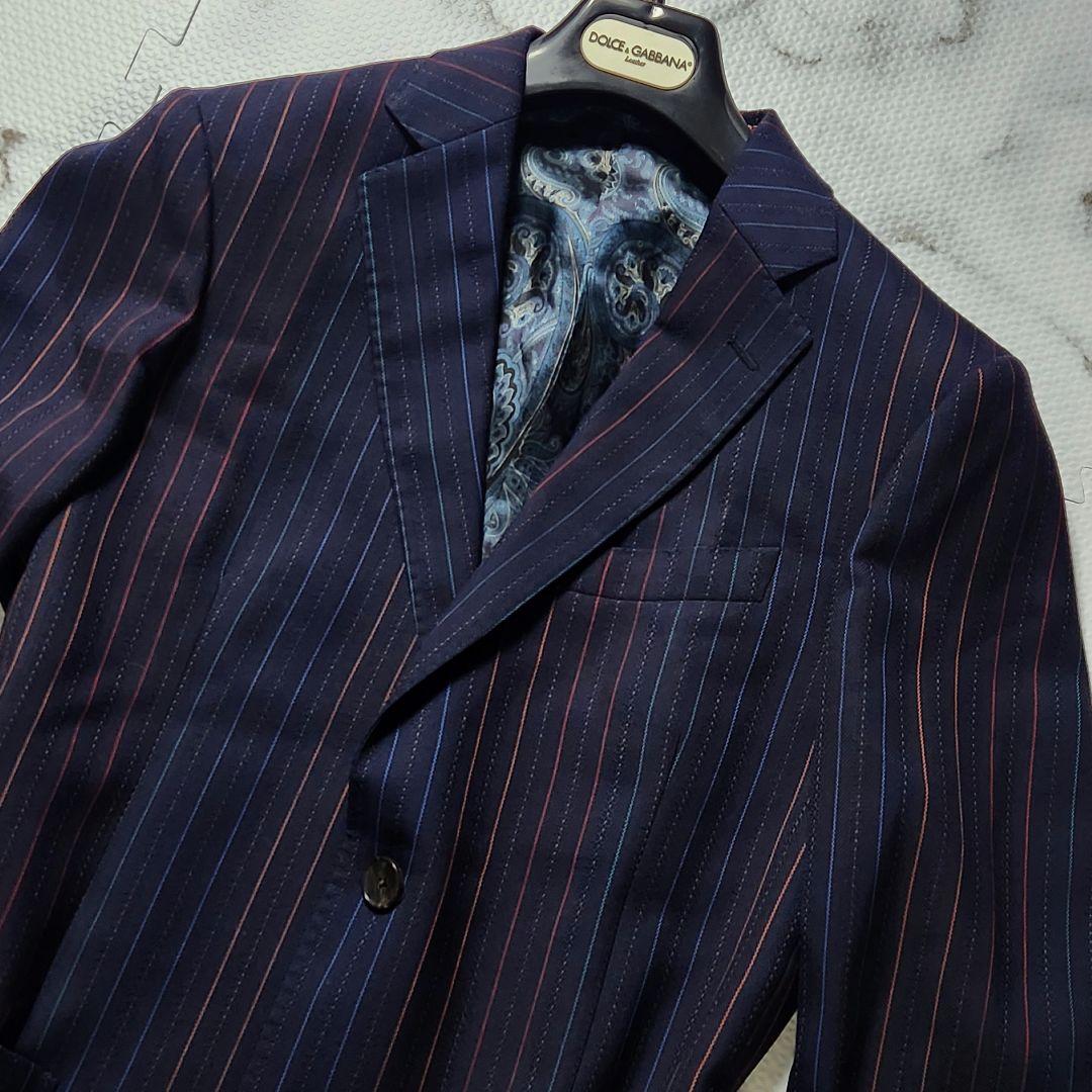 極美品✨L相当 エトロ スーツ ペイズリー総柄 ストライプ マルチカラー