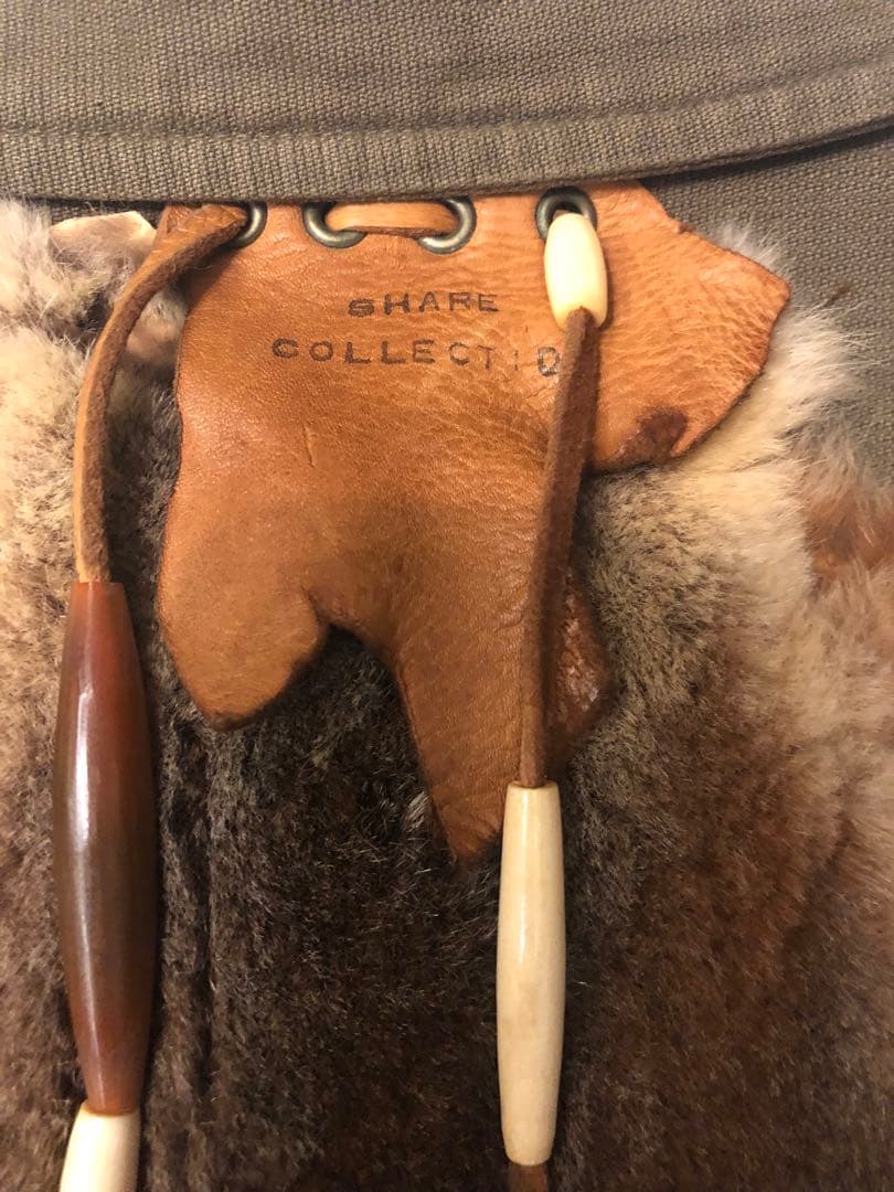 sharespirit アンバーファー装飾付きミリタリーjkt