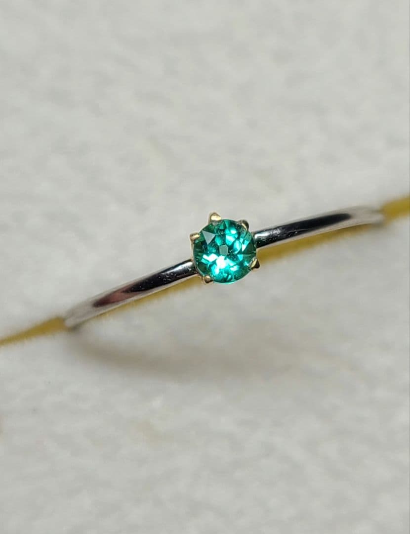 高クラリティ!!★ブラジルバターリャパライバトルマリンリングPt900、18金★