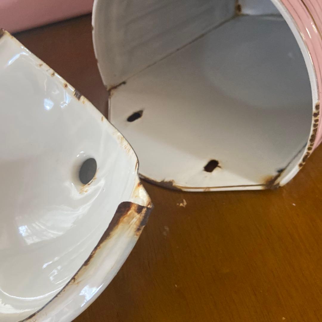 土日日曜日お値下げアンティークフランスホーローファウンテンピンク