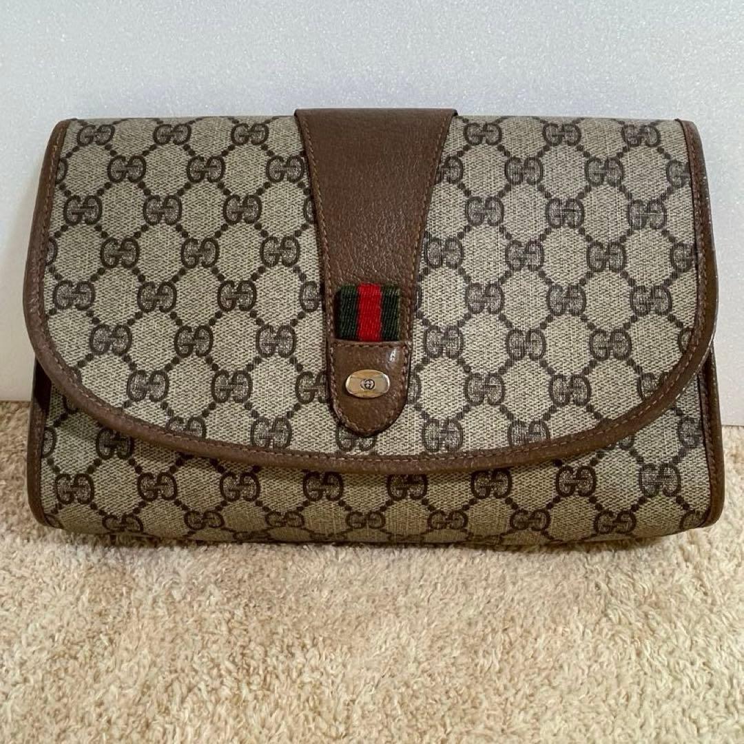 GUCCI グッチ GGスプリーム クラッチバック セカンドバックPVC レザー