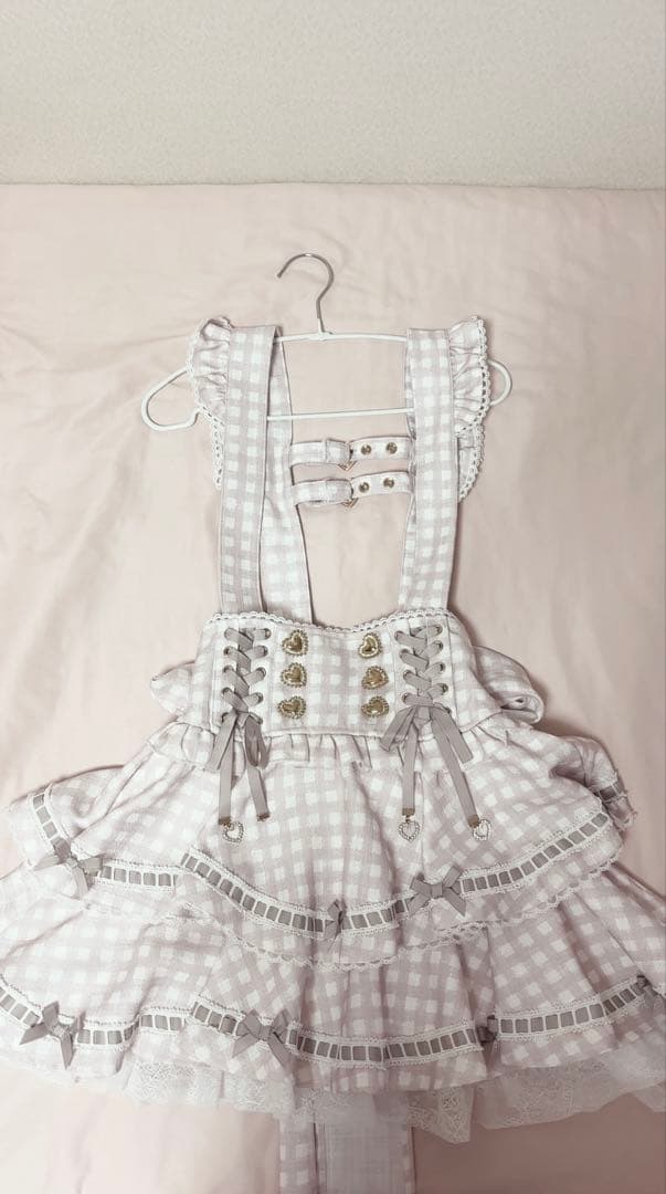 リズリサ はしごリボンギンガムティアードスカパン ピンク LIZLISA