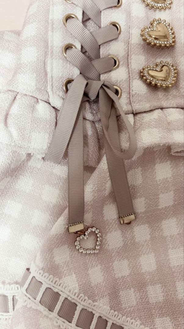 リズリサ はしごリボンギンガムティアードスカパン ピンク LIZLISA