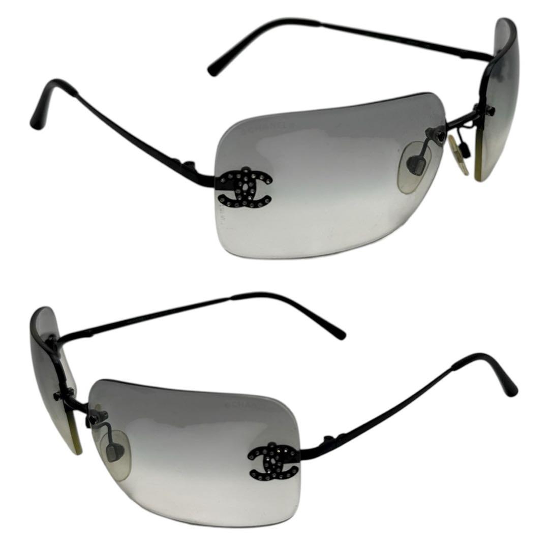 シャネル リムレス サングラス ココマーク ラインストーン レディース メンズ