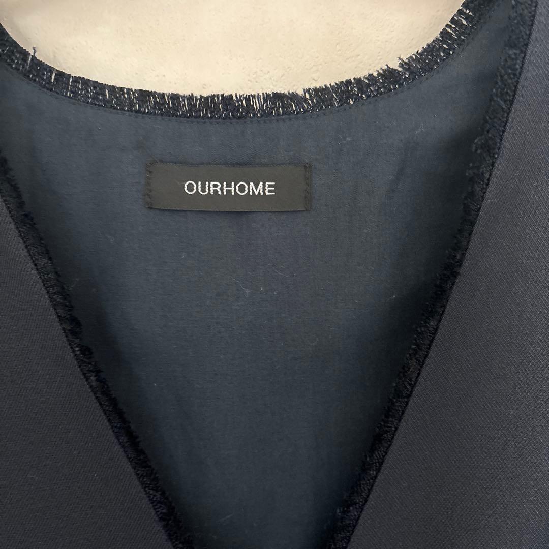 OUR 洗えるフリンジベスト　ダークネイビー