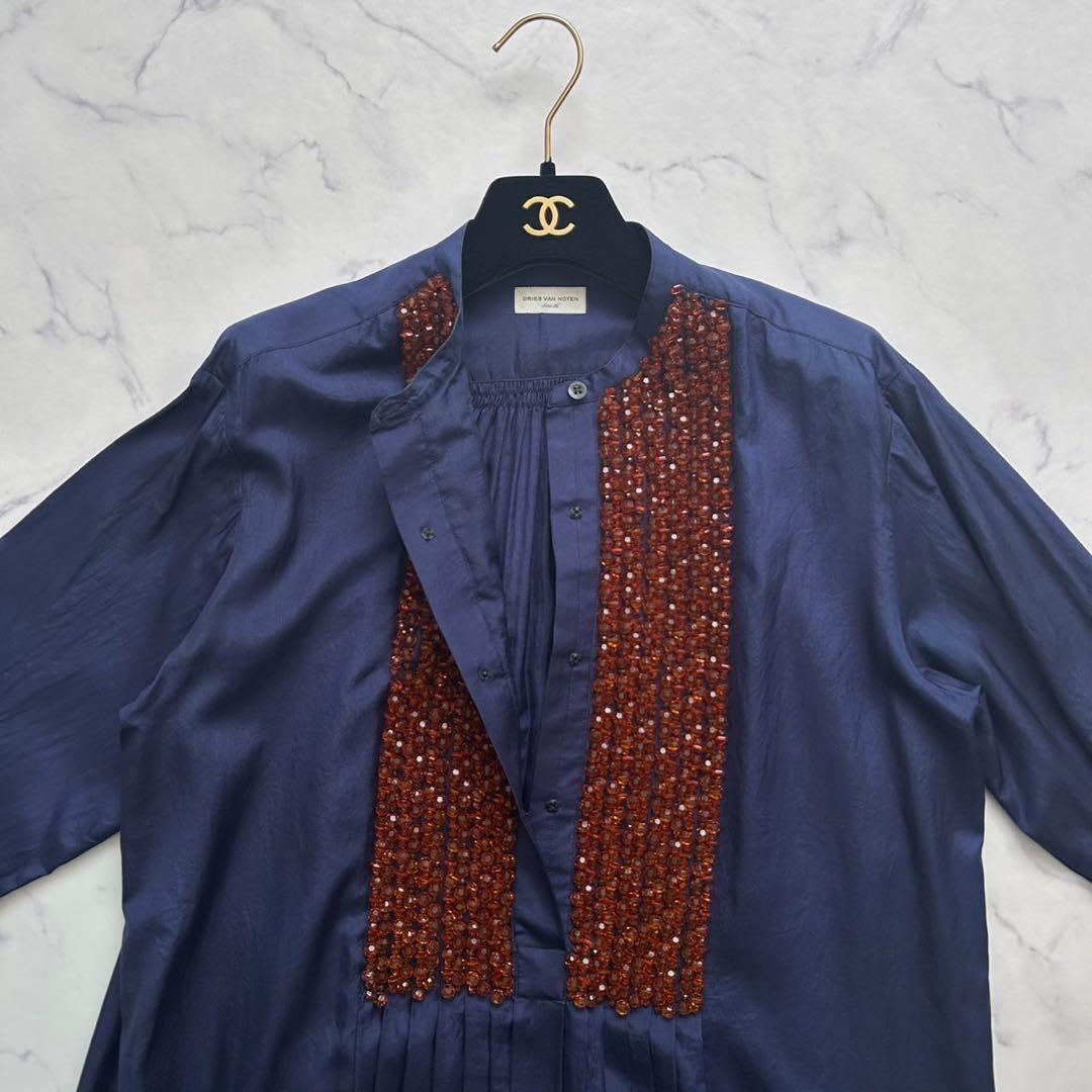 DRIES VAN NOTEN シルク　ウール 総柄 パッチワーク ドレス