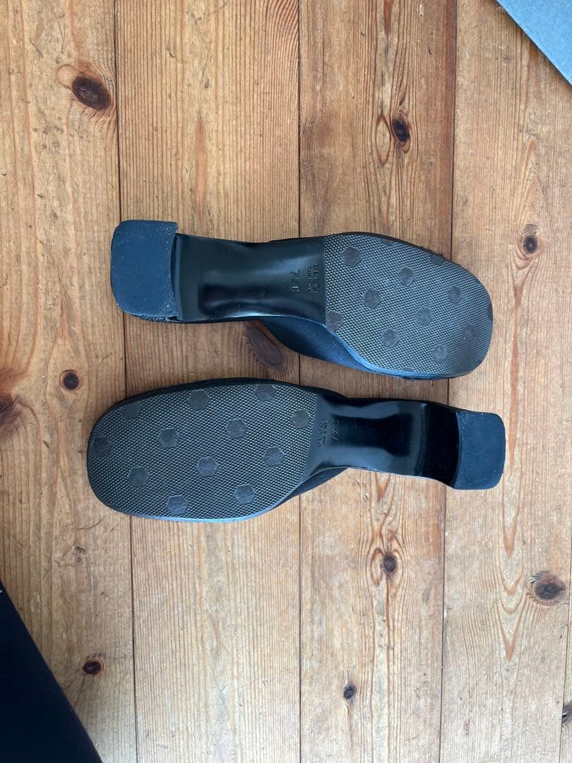 GUCCI グッチ スクエアトゥ ハラコ ミュール シルバーバックル ビーズ