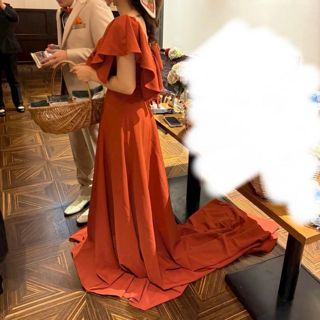 【A〜2/6】オレンジ テラコッタ オフショルダー ドレス 結婚式 前撮り