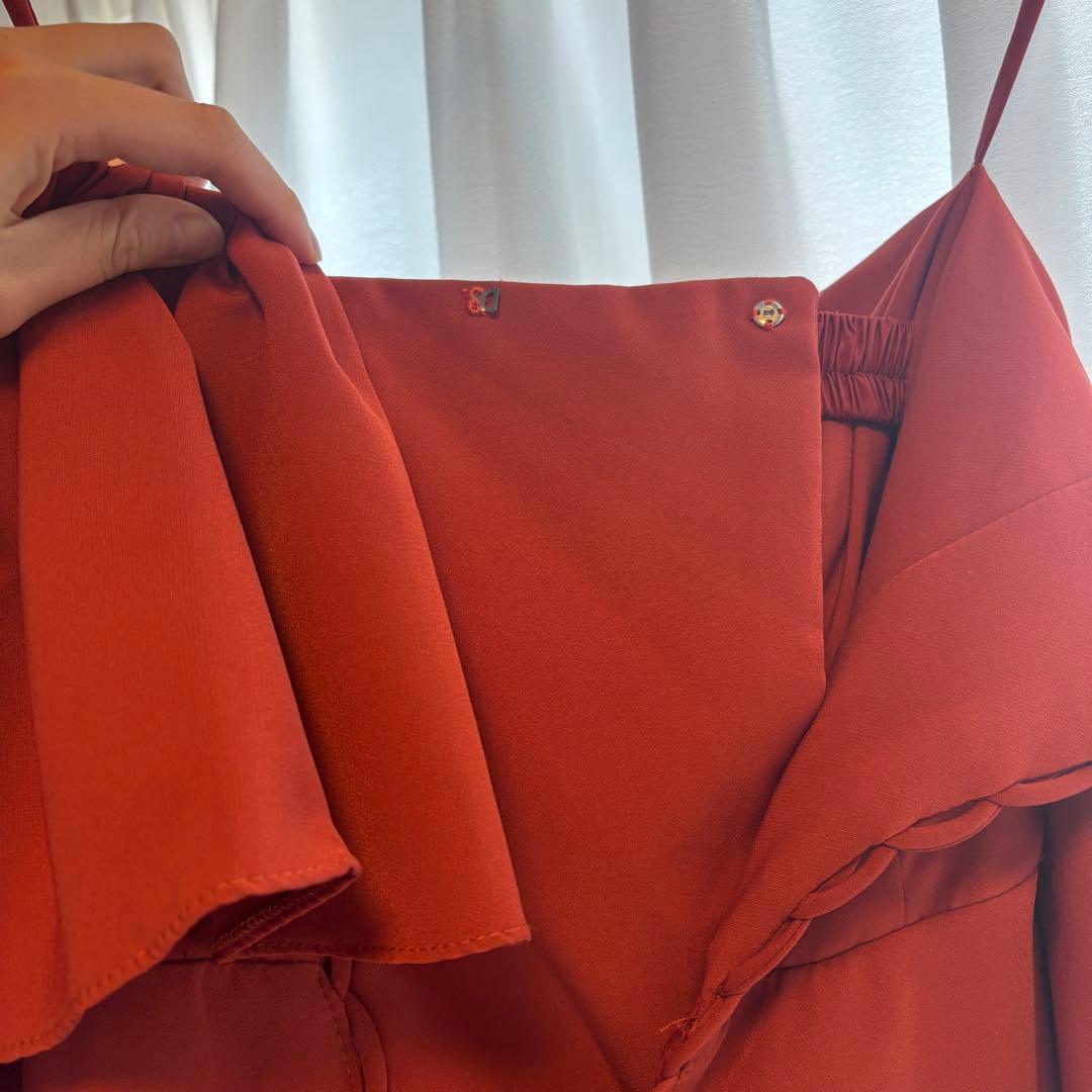 【A〜2/6】オレンジ テラコッタ オフショルダー ドレス 結婚式 前撮り