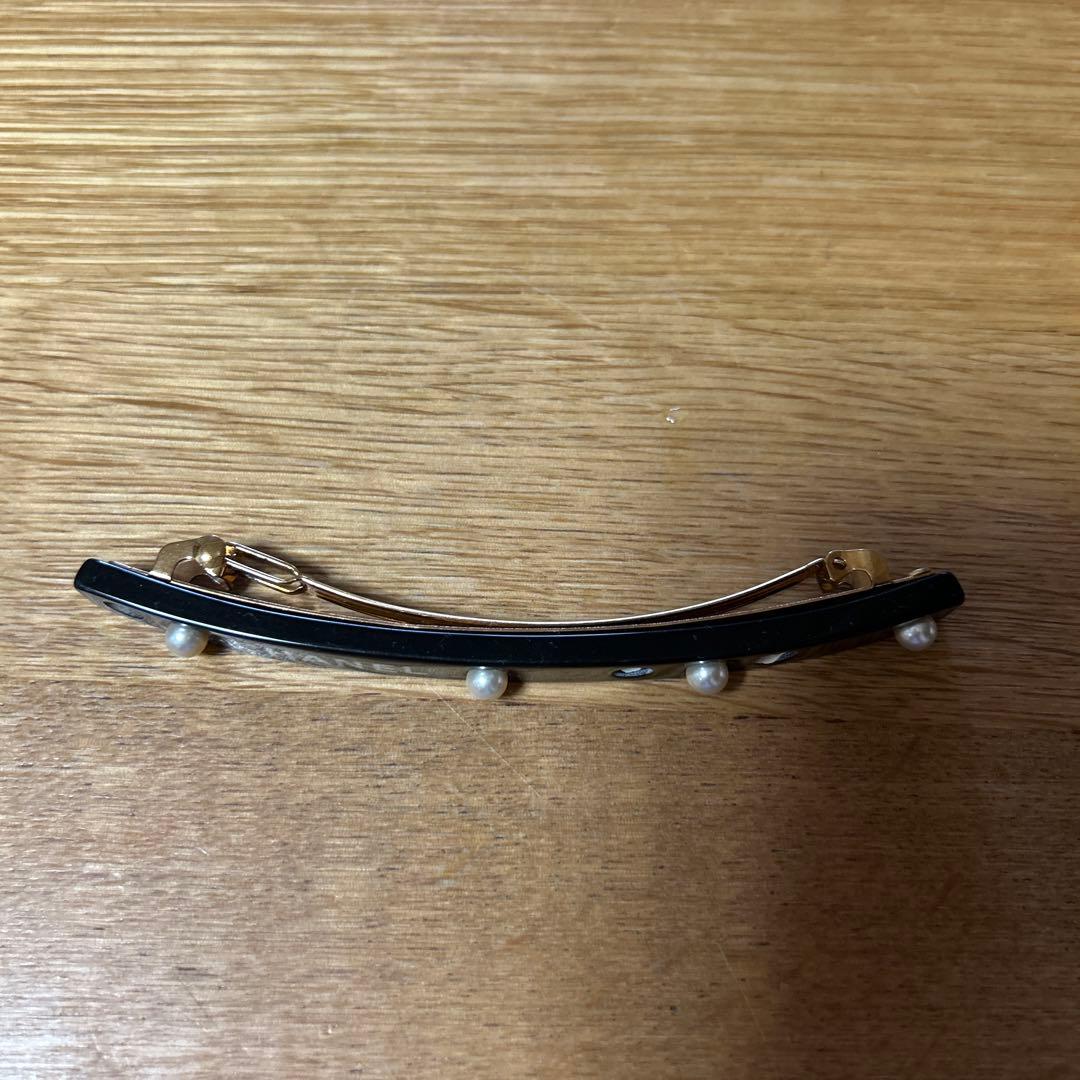 CHANEL バレッタ 黒 パール　ジャンク品