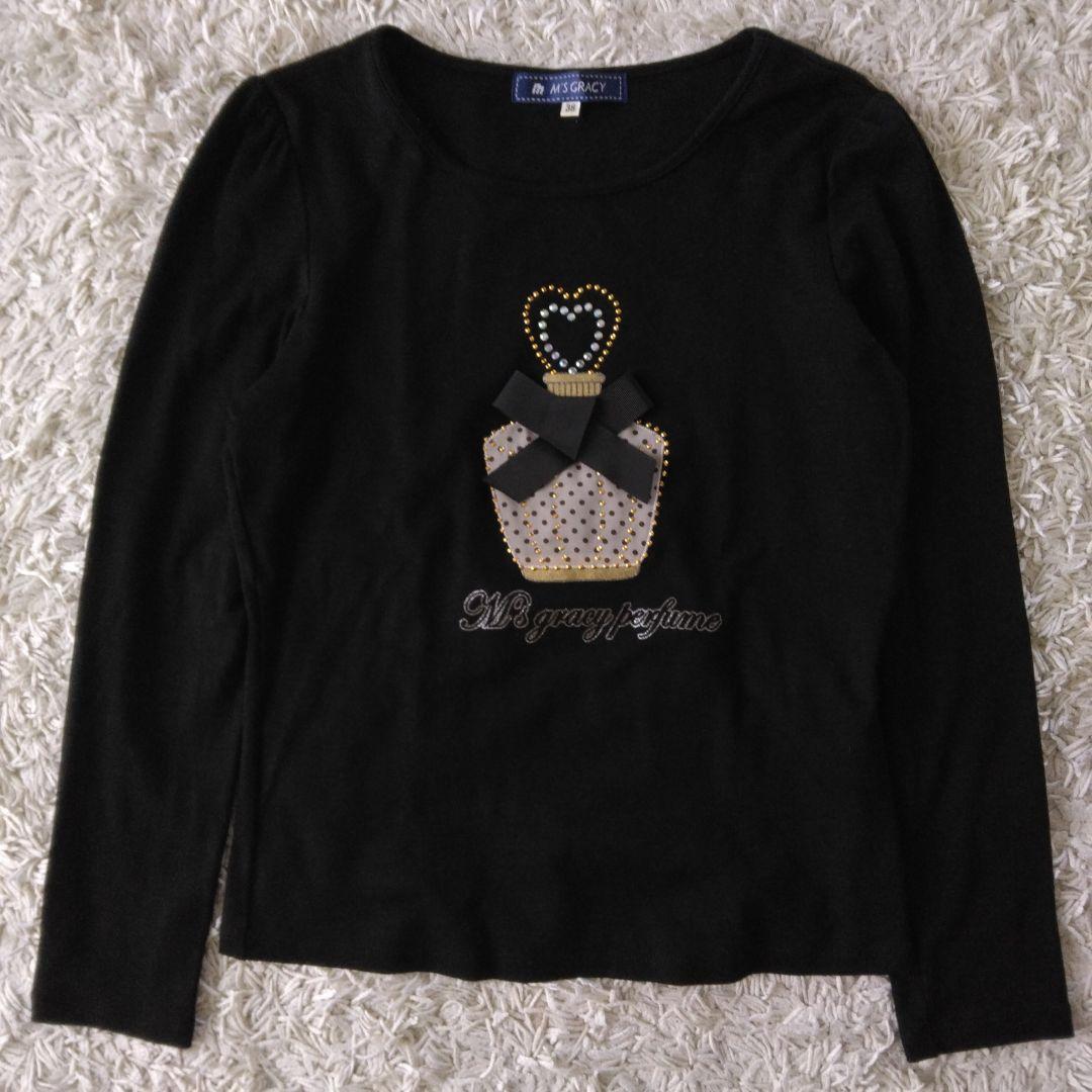 ＊未使用美品＊ M'S GRACY 香水 リボン ラインストーン 長袖 M