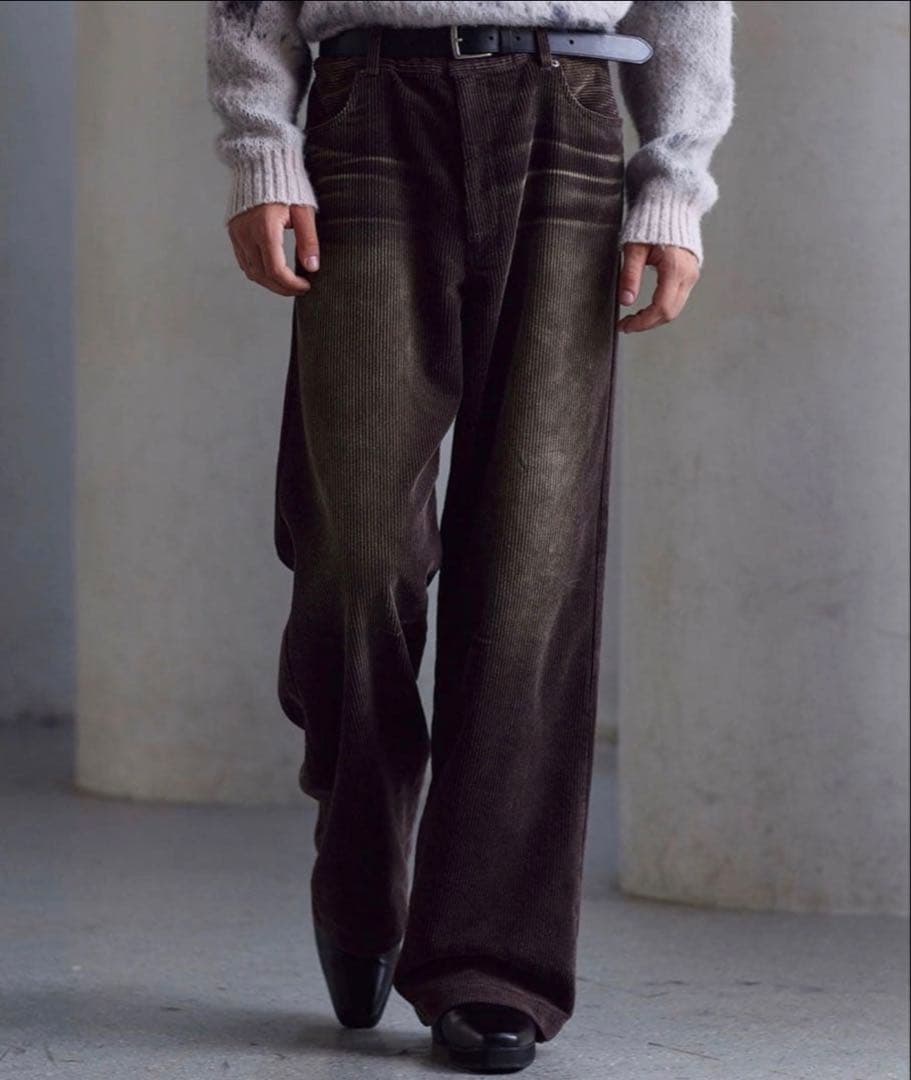 未使用CLEL アンティークデザイン コーデュロイスラックスパンツ　ブラウン　M
