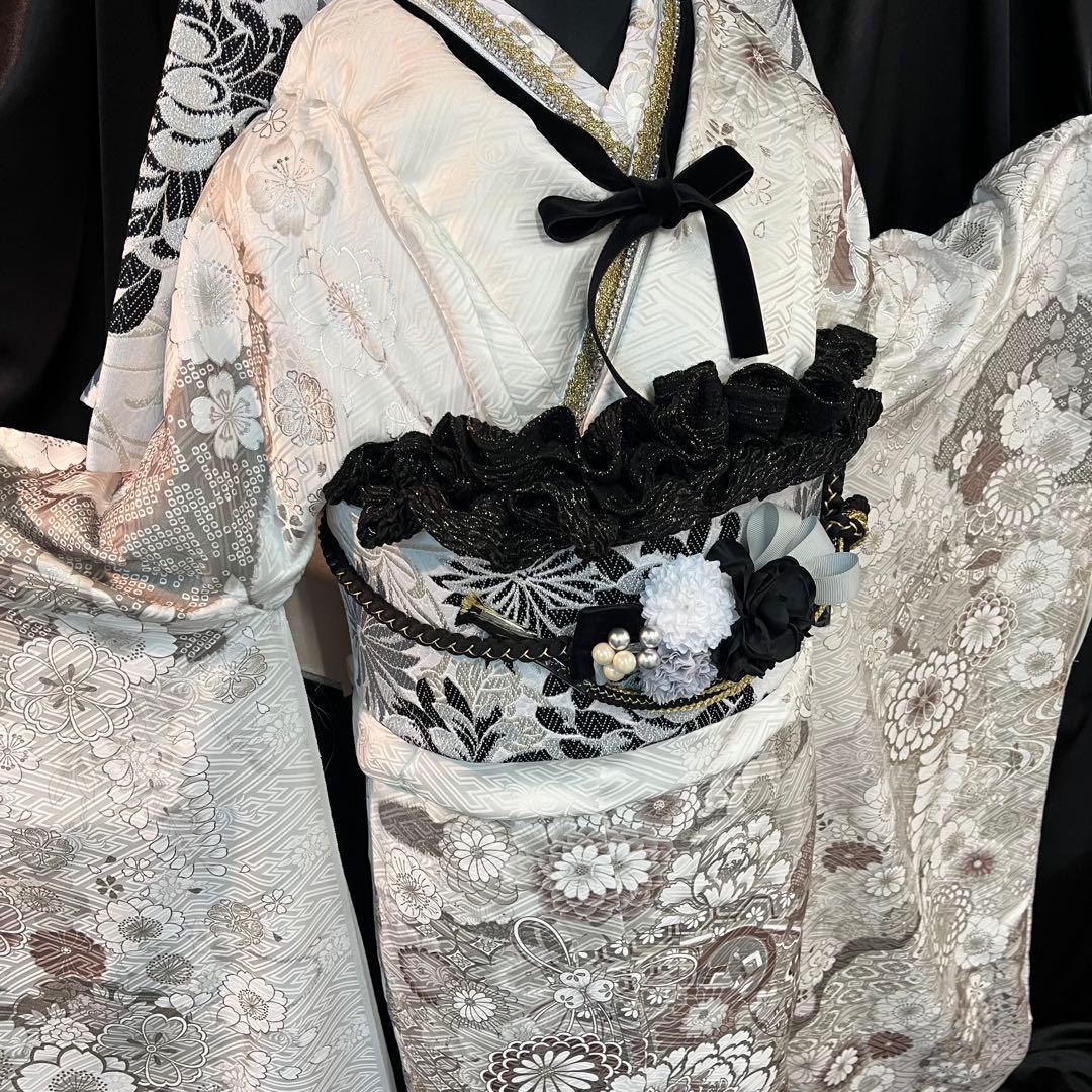 ◾️振袖フルセット■オーダー仕立て付き■新作■白地正絹■振袖一式■成人式振り袖
