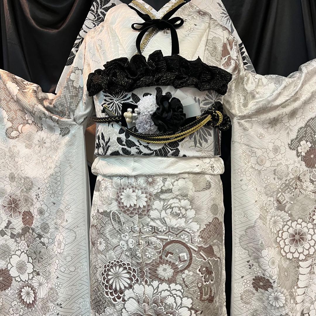 ◾️振袖フルセット■オーダー仕立て付き■新作■白地正絹■振袖一式■成人式振り袖