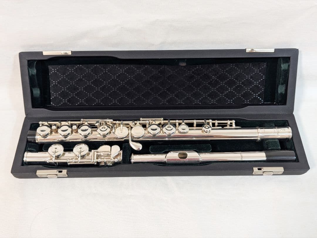 ケース付 パールフルート PF-525 Eメカ リップ銀製 C足部管