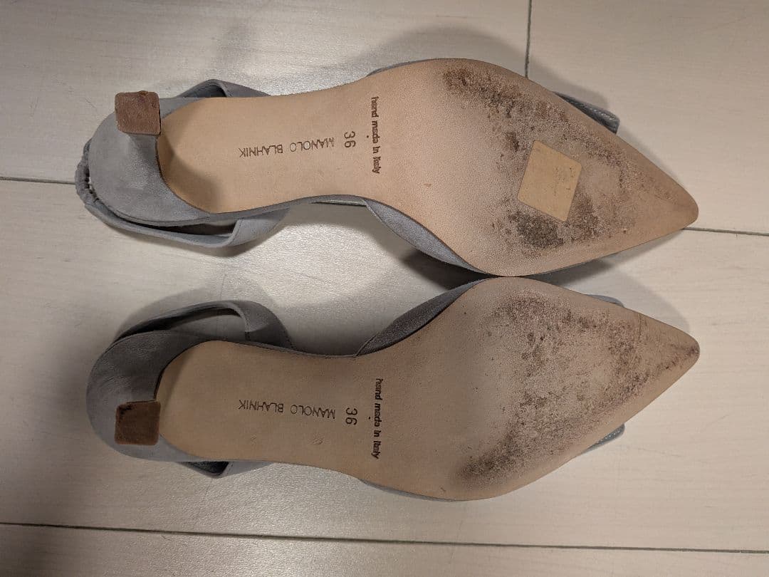 MANOLO BLAHNIK グレー ポインテッドトゥ ミュール